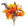 Rustic Autumn Floral Display Artificial Fall Bouquet with Fabric Pumpkins Maple Leaves Wheat Berries Pumpkin Decoration Home Decor for Thanksgiving