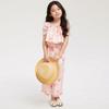 Girls Summer Floral Short Sleeve Wide Leg Pants Set Sweet Princess
