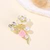 Versatile Crystal Flower Brooch Adjustable Fastener Stylish Corsage Pin Accessory For Formal Wear Casual Outfits