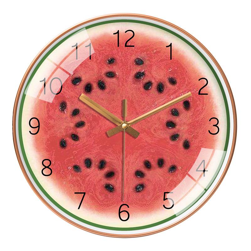 8" Cartoon Fruit Wall Clock: Modern Watermelon, Orange, Kiwi Design