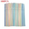 100 PCS Colorful Bendable Straws Disposable Drinking Straws for Milk Tea Party Wedding Bar Supplies Bubble Tea Plastic Rietjes