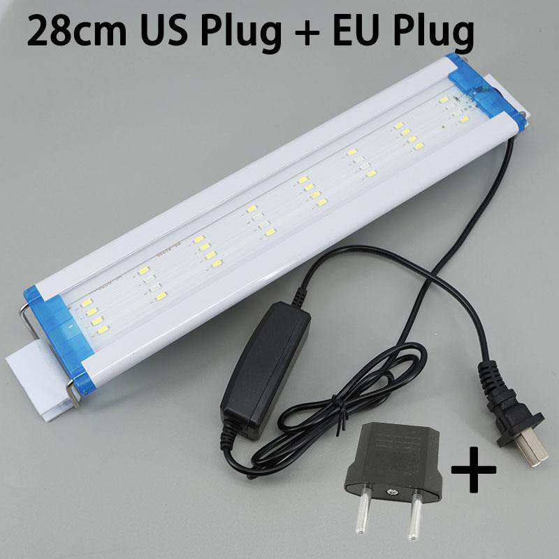 

220 В 18 см 28 см 38 см белый синий светодиодный раздвижной водонепроницаемый зажимной светильник для аквариума супер тонкий аквариумный светильник для водных растений 28cm EU