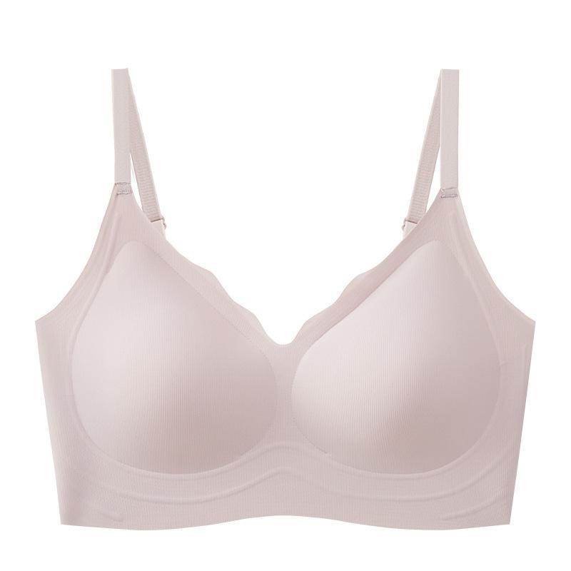 Naked Small Cloud Strip Jelly Soft Support Underwear Women's Upper Support Fixed Cup Light and Breathable Double Lift Latin America Back Bra