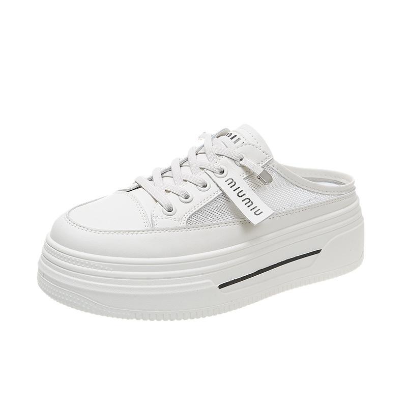 2025 summer new bag head half slippers women's outer wear shoes casual one-pedal lazy thick-soled white shoes sandals