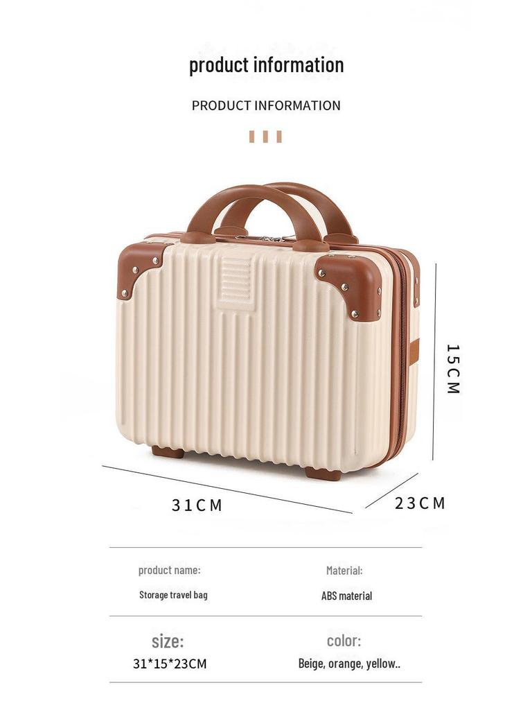 14" Red Bridal Cosmetic Suitcase - Portable Wedding Dowry Bag for Women