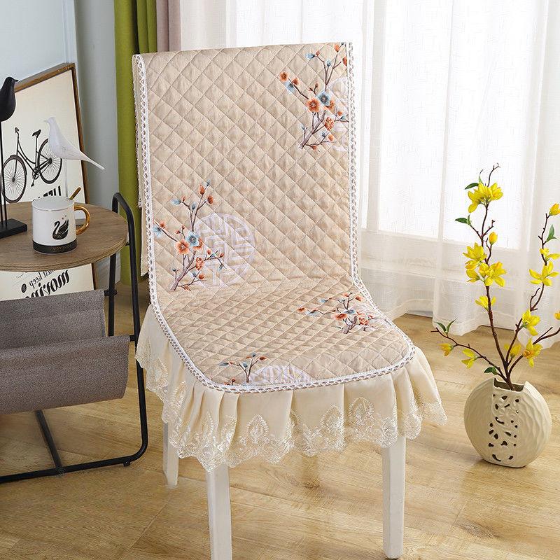 Blue One-piece Chair Cover Table Cloth Dining Chairs Mat Seat Cushion Anti-skid  Lace Chair Cushion Dustproof Cloth Wedding Party Home Decoration