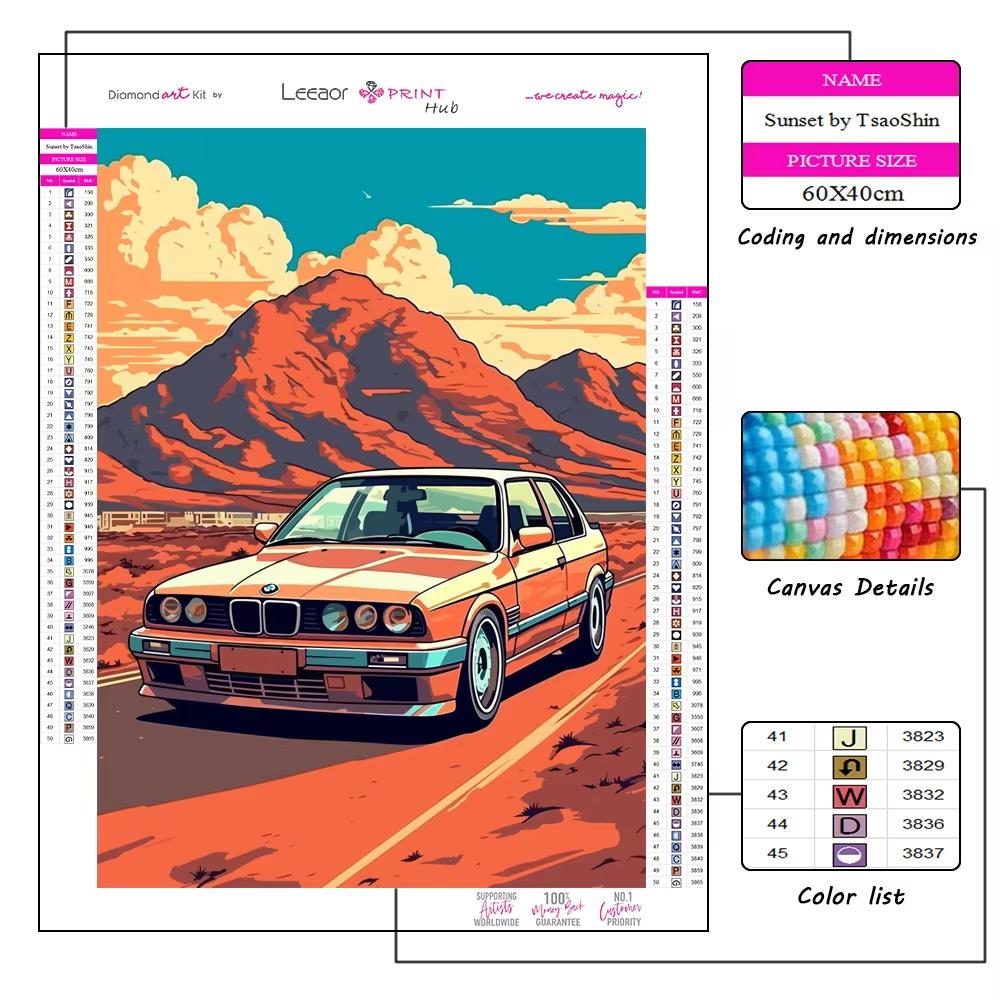 Kolorowe Samochody Malowanie Diamentowe Nowość 2026 Ulubione Zabawki Chłopców Pełna Mozaika z Cyrkonii Haft Zestaw do Haftu Krzyżykowego Dekoracja Domu