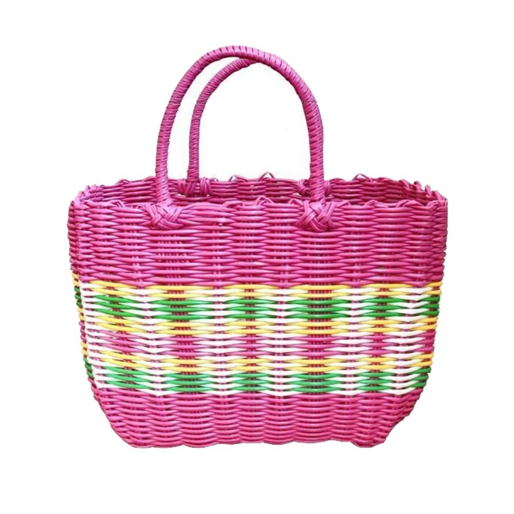 Woven Handheld Vegetable Basket High-End Bath Basket Fashion Plastic Woven Basket  Vegetable Market
