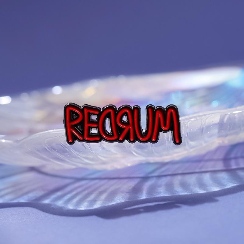 REDRUM Enamel Pin Custom Red Letter Horror Movie Inspiration Brooch Lapel Backpack Badge Halloween Jewelry Gift For Friends
