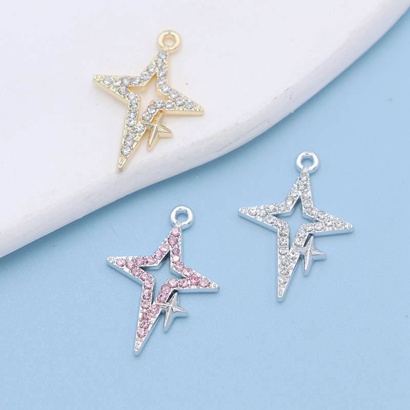 10Pcs Gold Plated Crystal Star Charm Pendant For Jewelry Making Bracelet Necklace Diy Earrings Accessories Craft