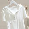 Drawstring Hooded T-shirt for Women for Short-sleeved Summer Fashionable Loose Slim Versatile T-shirt Base Shirt