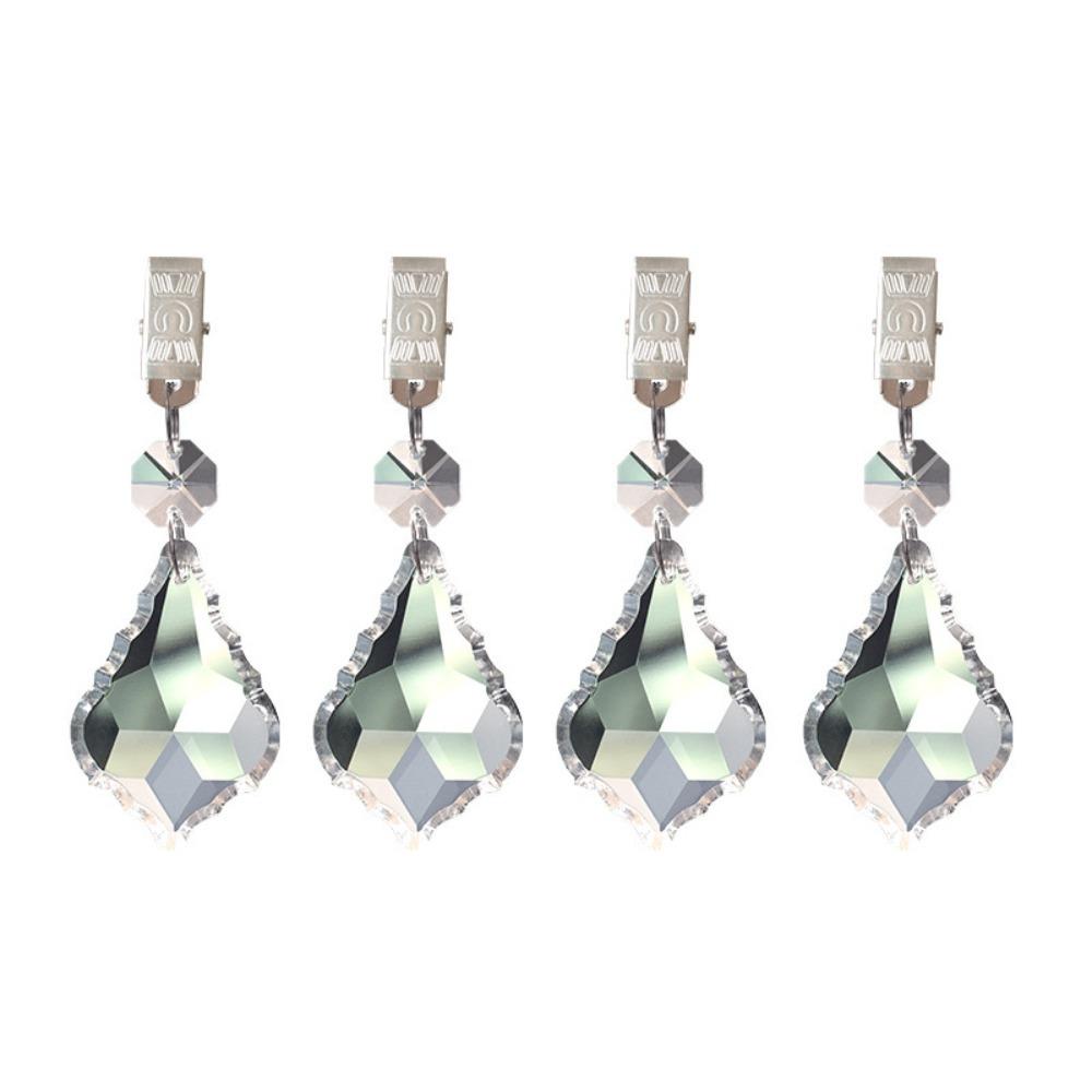 4PCS With Metal Clip Crystal Tablecloth Weights Windproof Tablecloth Clip Table Cover Holder  Party