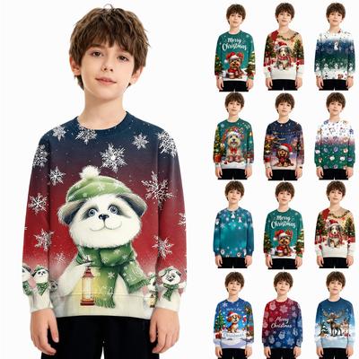 Vianočná mikina Chlapci Dievčatá Škaredá Vianočná košeľa s okrúhlym výstrihom Batoľa Dlhý rukáv Pulóver Outfit Topy