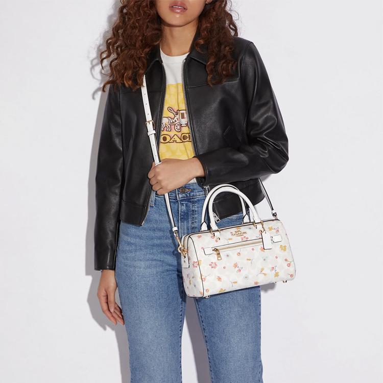 New COACH Rowan PVC With Skin Shoulder Bag, Crossbody Bag, Handbag Medium Size Women's White C8615-IMCAH