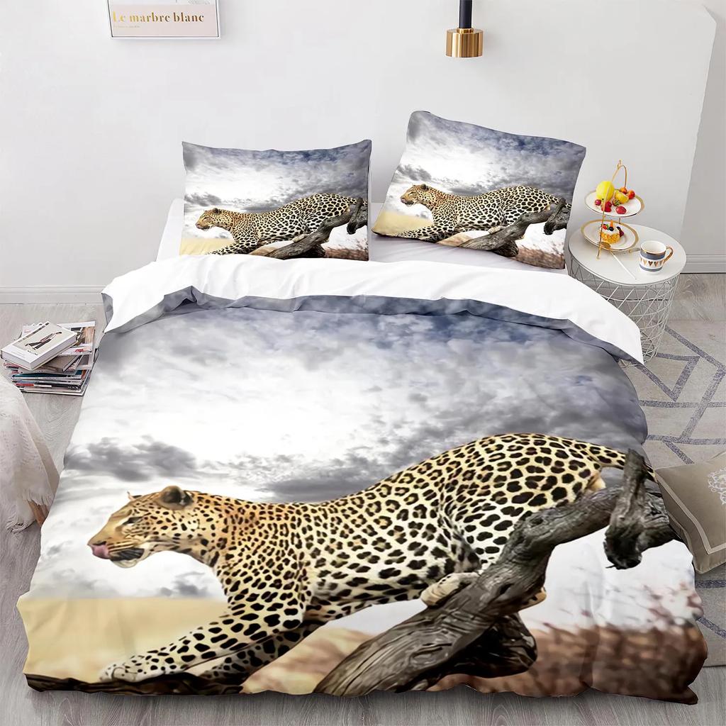 Leopard Duvet Cover King Queen Size Black Panther Bedding Set For Teens Boys Men Cheetah Quilt Cover Wild Animal Comforter Cover