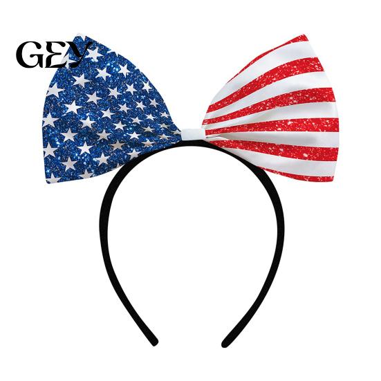 Fascia Personalizzata per Festival Fascia 4 Luglio, Accessori per Capelli Giorno dell'Indipendenza, Cerchio con Fiocco Rosso Bianco Blu per Donne Forniture per Feste Patriottiche