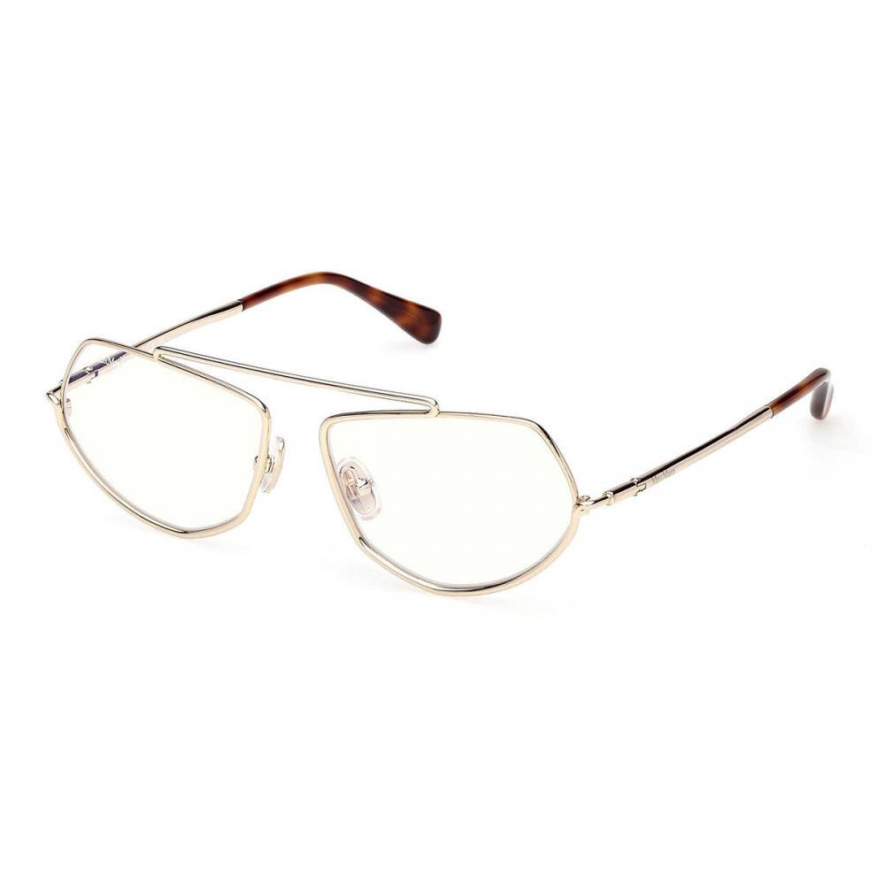 Max Mara Women Eyeglasses Blue Light Block Mm5202 B 032 Shiny Pale Gold/57-14-135