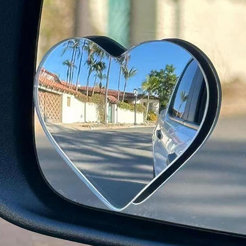 1 Set Cute Heart Shape Rearview Mirror Car Blind Spots Side View Mirror Auxiliary Auto Accessories For Suvs
