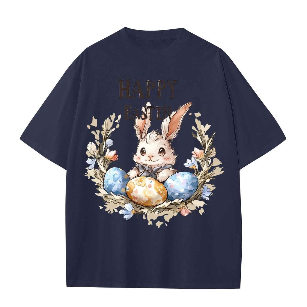 Chlapecké a dívčí ležérní volné tričko s velikonočním potiskem, pulovr s kulatým výstřihem, top s krátkým rukávem