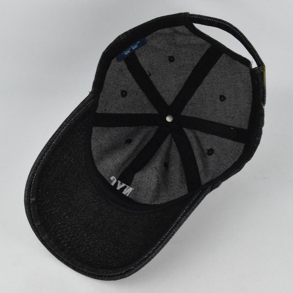 Vintage Distressed Embroidered Denim Baseball Cap with Curved Brim