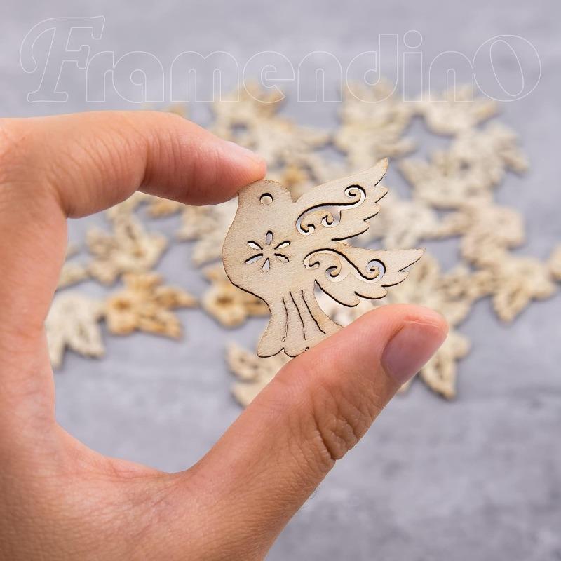 20pcs/lot Unfinished Wooden Peace Dove Wood Cutouts Slices Craft Embellishment Bird Pigeon Shape Cutout for DIY Party Home Decor
