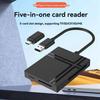 USB 3.0 Type-C 5-in-1 OTG Card Reader, Black, ABS Material