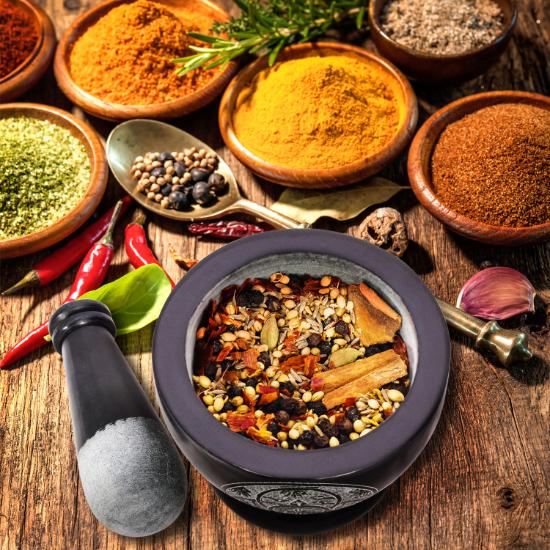 Divit Shilp Mortar and Pestle, Natural Stone Grinder for Spices, Pastes, Herbs, Seasoning etc. (Black with Engraving)