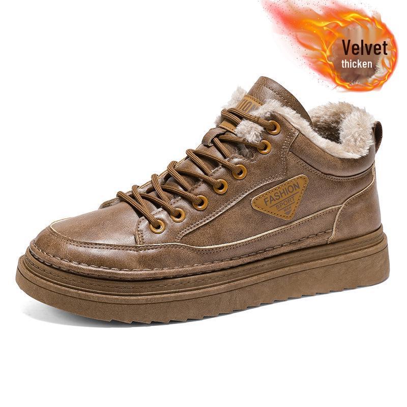 Men's Winter Fleece-Lined Martin Work Boots - Trendy, Versatile, Warm, Thickened Casual Short Boots