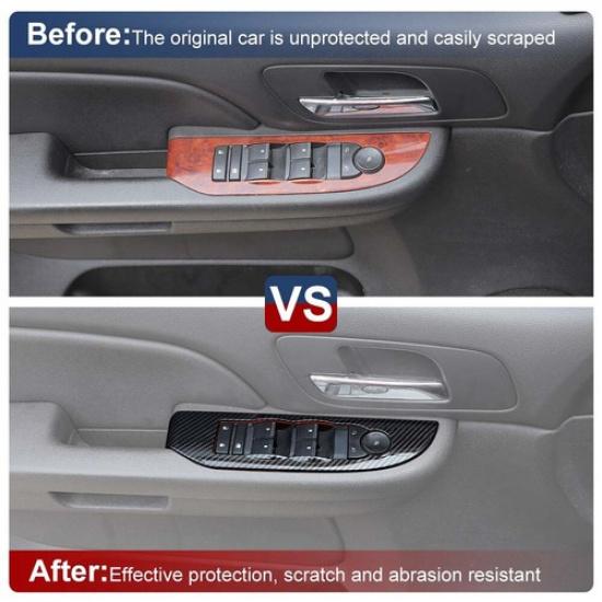 Inner Carbon Fiber Window Lift Switch Trim For Suburban Tahoe YUKON SIERRA 07-13