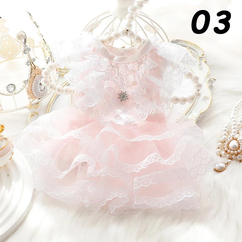 

Cat Princess Dresses Dog Lace Mesh Dress Spring/Summer Thin Clothes for Small Dogs Cats Pets Sweet Clothing XS（old）