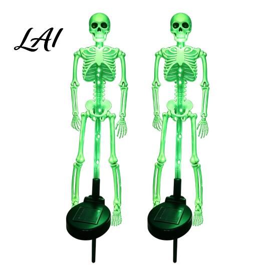 Decorative Cemetery Ground Inserts Solar Skeleton Garden Stake Light Halloween 3D Glowing Skull Yard Exterior Path Lights Decor with LED Waterproof