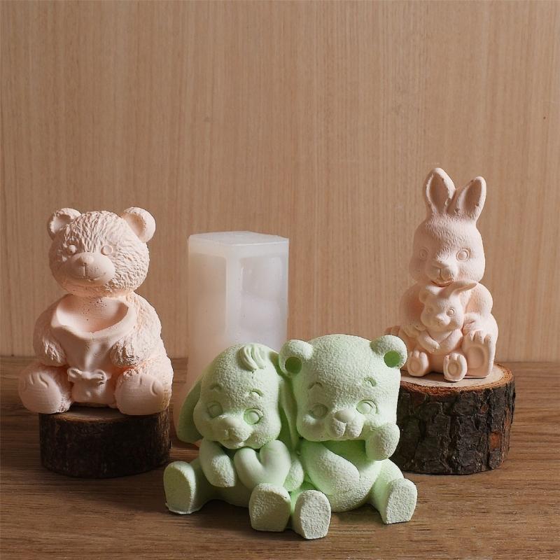 Sturdy Silicone Mould for Animal Shaped Candle Including Bear and Rabbits Designs for Projects