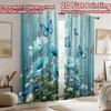 2D flat Photography Backdrop Scene Backdrop Blue Butterflies and Daisies 100% Polyester Family Party for Suitable for indoor