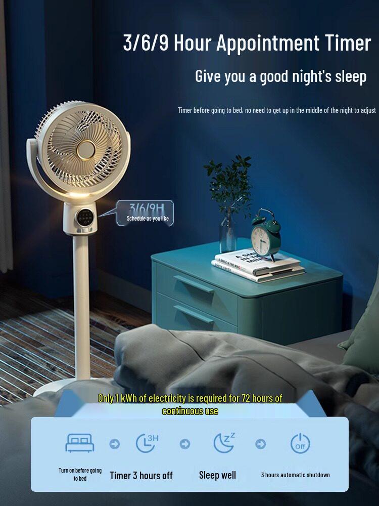 Smart Rechargeable Wireless Oscillating Fan with Timer for Indoor/Outdoor Use