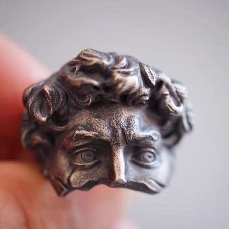 Renaissance David Open Ring Vintage Art Handmade Niche Trend Versatile Premium Index Finger Ring Accessories