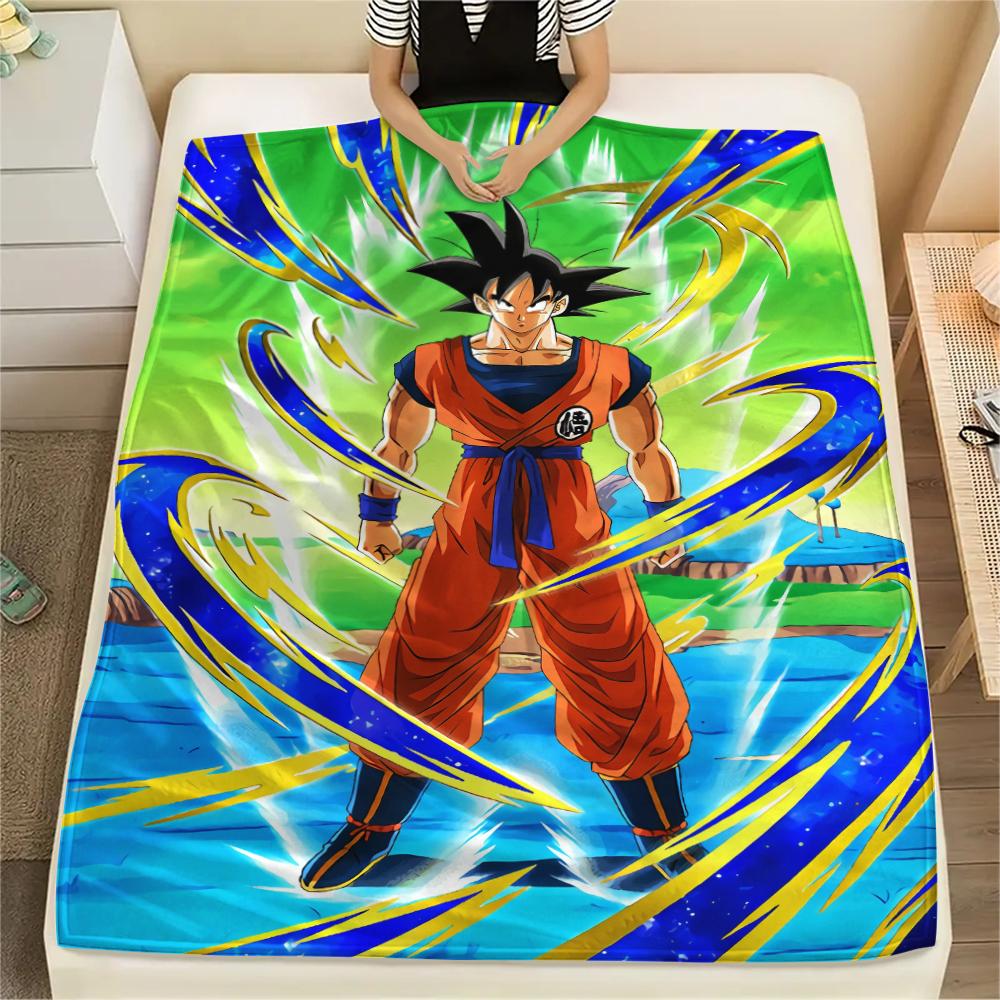Dragon Ball Charakter Goku Muster Flanelldecke, Hohe Qualität, Bequem für Alle Jahreszeiten, Heimdekoration, Wärme und Komfort, Perfekt für Geschenke.