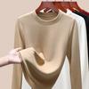 Silk Warm Fleece Heating and Thermal Underwear Women's Inner Fleece Autumn Clothes Single-piece Top Wool Bottoming Shirt Winter
