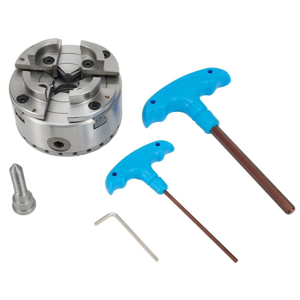 4In 4‑Jaw Self‑Centering Lathe Chuck with M33 Thread 2.5mm Wrench 96mm Chuck OD