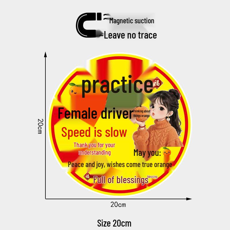 Thank You for Understanding: Creative Cartoon Female Driver Magnetic Car Sticker