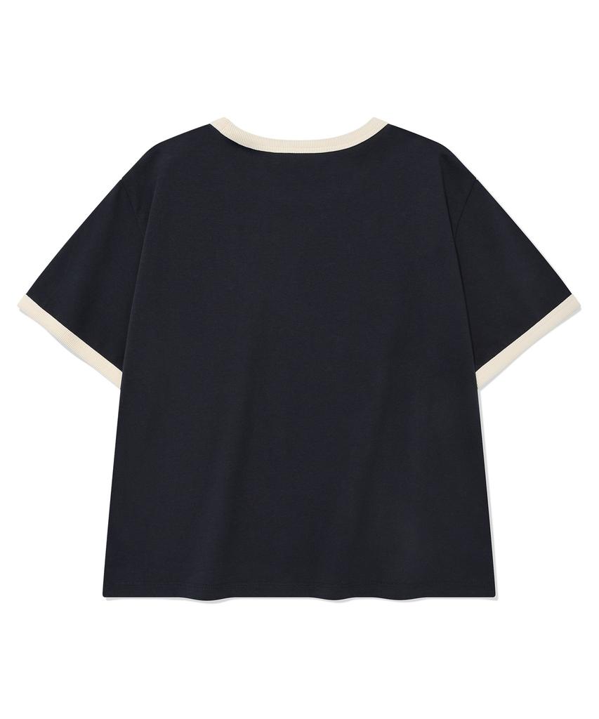 COVERNAT WOMAN Summer Graphic Ringer T-Shirt Navy