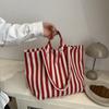 Borsa tote casual letteraria giapponese ins Mori tela a colori contrastanti borsa a mano celebrità di Internet moda a righe a spalla borsa da donna