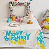Waterproof Happy Birthday Print Tablecloth Disposable Rectangle Table Cover for Birthday Party Home Decor Party Supplies