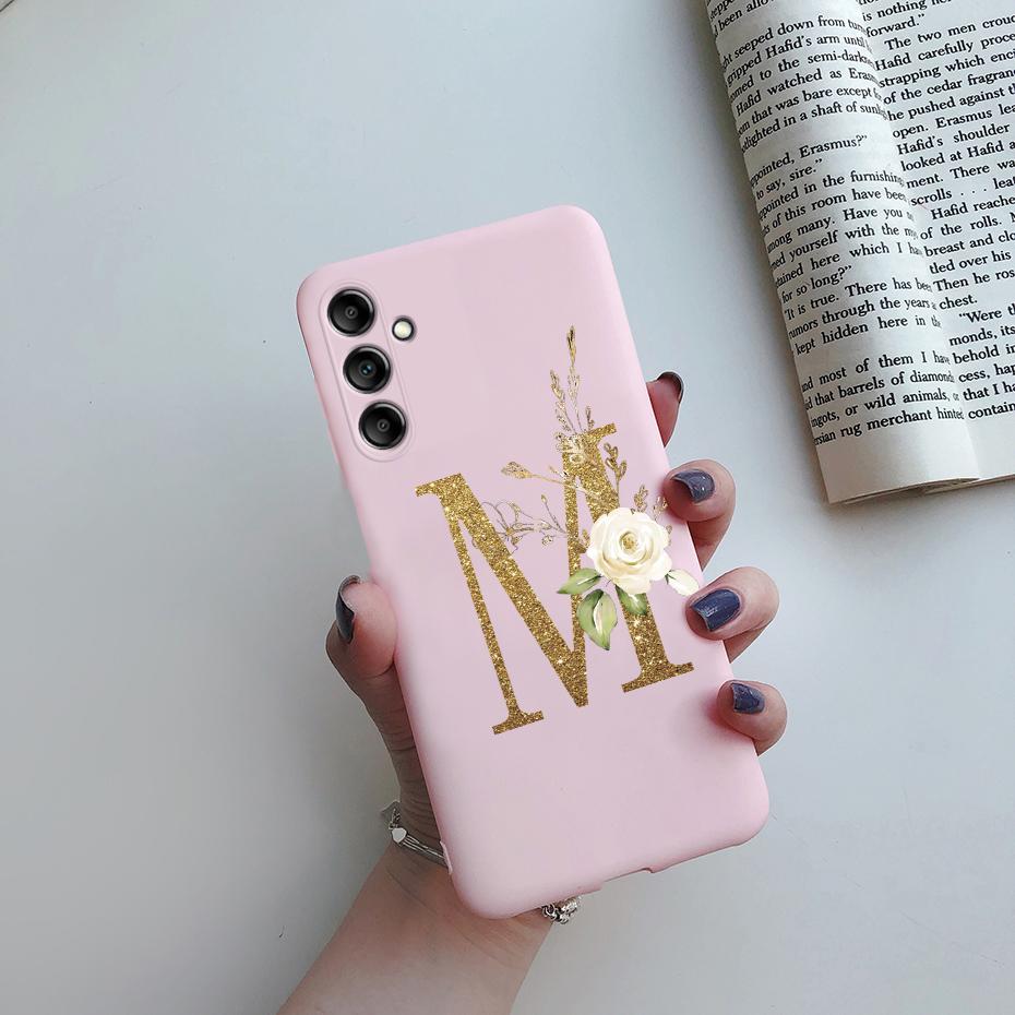 For Samsung Galaxy A24 4G Fashion Case Pink Black Matte Silicone Letters Phone Case For Samsung A24 A 24 4G SM-A245F Back Cover