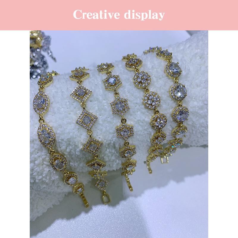 ZHUKOU 8 styles Gold Women's Bracelet CZ Crystal Zircon Shiny Bracelet Women Jewelry VL143