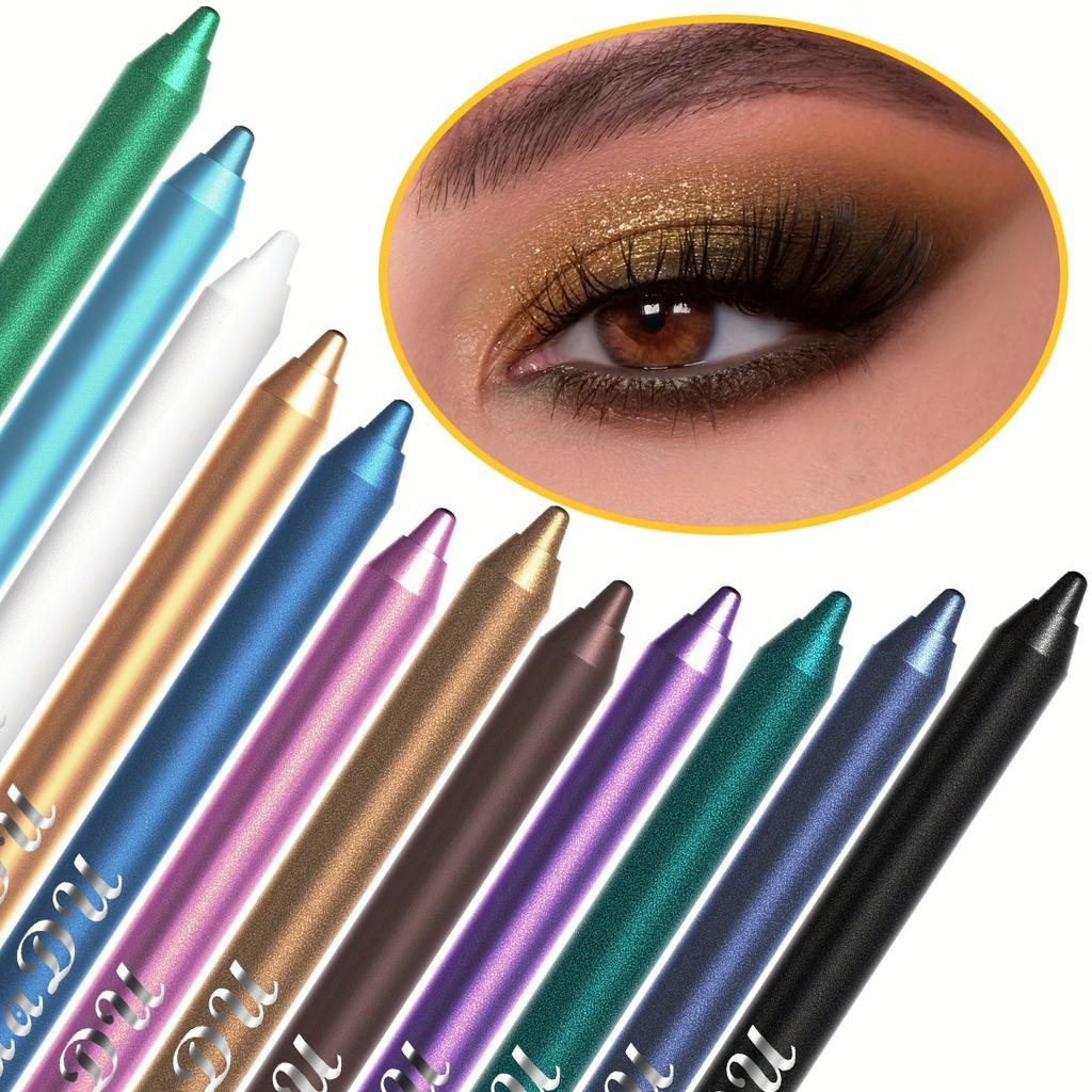 CMAADU 12pcs Waterproof Eyeliner Pencil Set - Sweat-Resistant, Transfer-Proof, Shimmering Multi-Color Eyeshadow & Highlighter Kit for Beginners