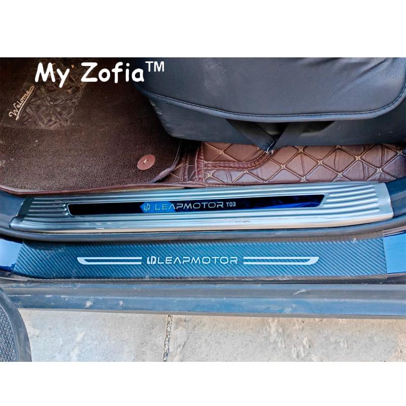 For Leapmotor T03 2024 2025 2026 Car Stainless Steel Threshold Welcome Sticker Door Sill Panel Scuff Plate Kick Step Trim Cover
