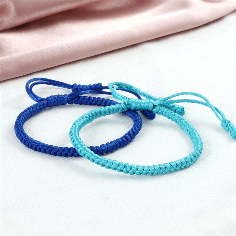 Blue Rope Knots Bracelet Women Lucky Handmade Braided Tibetan Buddhist Adjustable Bracelets Bangles For Men Fashion Jewelry Gift