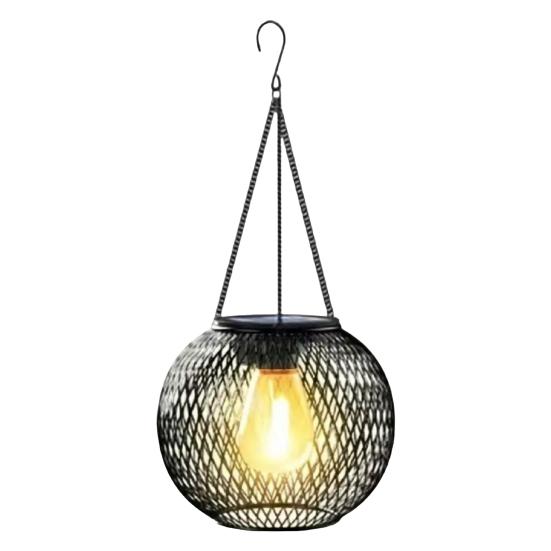 Metal Solar Lantern, Retro Lantern Solar Garden Light, Outdoor Waterproof Solar Powered Hanging Lantern for Yard Patio Balcony Decor C