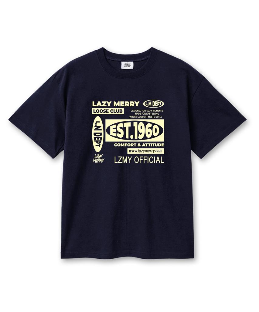 Leijimeli Lm Deft 20-Count Cotton Oversized Short Sleeve T-Shirt Navy