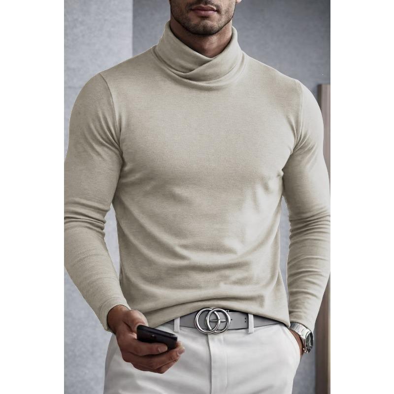 Men S Solid Color Long Sleeve High Neck Base Layer Top